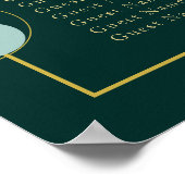 エメラルドと金ゴールド結婚アールデコの座席表 ポスター (角)