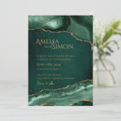 エメラルドと金ゴールド離れダーク 招待状 (スタンド正面)