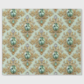 エメラルドと金ゴールド ラッピングペーパー (フラット)