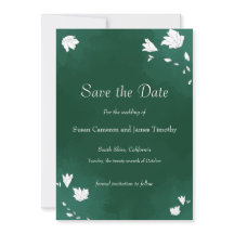 エメラルドのウェディング・ウォーターカラー花のSave the Date