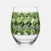 エメラルドのエレガンス：離れダイヤモンドカットの緑の、 ステムなしワイングラス (左)