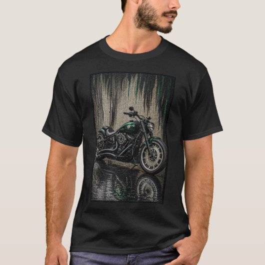 エメラルドのカスタムクルーザー - 3Dマイクロモザイク Tシャツ (正面)