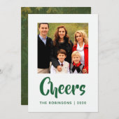 エメラルドのクリスマスドレープのダマスク家族の写真 シーズンカード (正面/裏面)