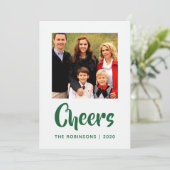 エメラルドのクリスマスドレープのダマスク家族の写真 シーズンカード (スタンド正面)