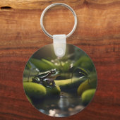 エメラルドのセレニティ:川のそばの緑のカエル。 キーホルダー (正面)