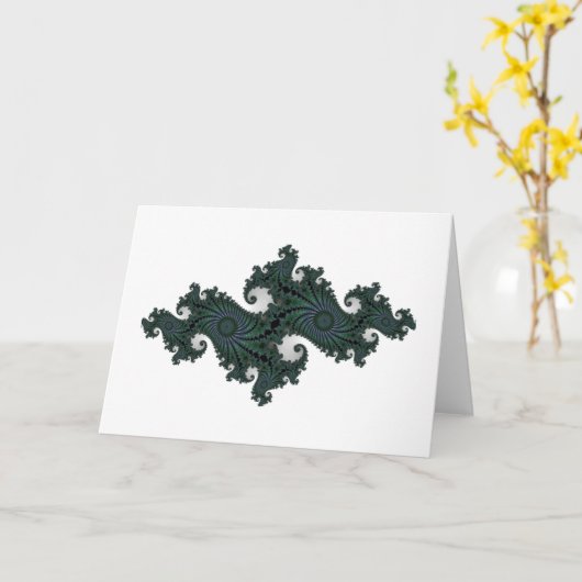 エメラルドのタツノオトシゴのジュリアの挨拶状 カード (黄色い花)