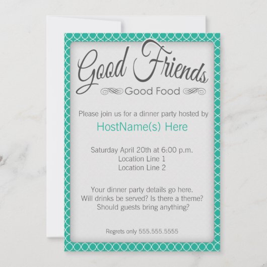 エメラルドのディナーパーティの招待状 招待状 (正面)