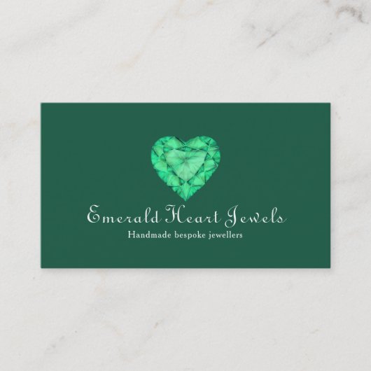 エメラルドのハートの宝石のジュエリーの緑の名刺 名刺 (正面)