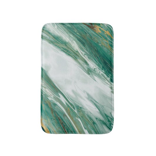 エメラルドのヒスイの緑金ゴールドのアクセントを置かれた色彩の鮮やかな大理石 バスマット (正面縦)