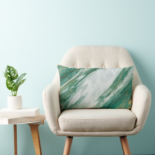 エメラルドのヒスイの緑金ゴールドのアクセントを置かれた色彩の鮮やかな大理石 ランバークッション (椅子)