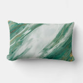 エメラルドのヒスイの緑金ゴールドのアクセントを置かれた色彩の鮮やかな大理石 ランバークッション (正面)