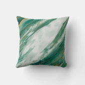エメラルドのヒスイの緑金ゴールドの色彩の鮮やかな大理石の結婚式 クッション (裏面)
