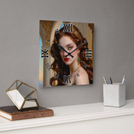 エメラルドのポートレート スクエア壁時計