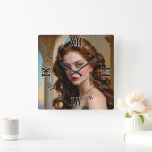 エメラルドのポートレート スクエア壁時計 (ホーム)