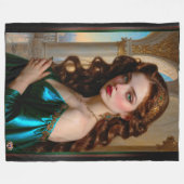 エメラルドのポートレート フリースブランケット (正面(横))