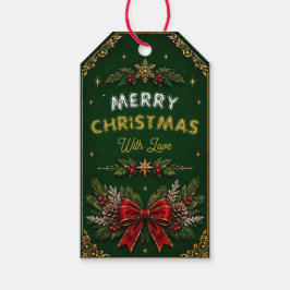エメラルドのリースのクリスマスパーティーのギフトタグ ギフトタグ
