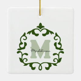 エメラルドの名前とイニシャル記念 セラミックオーナメント