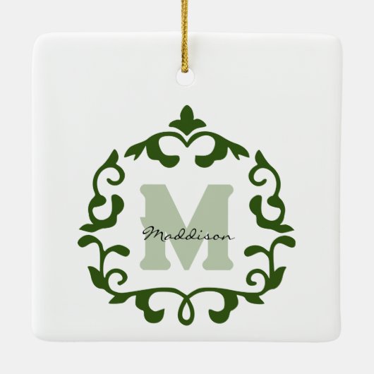 エメラルドの名前とイニシャル記念 セラミックオーナメント (裏面)