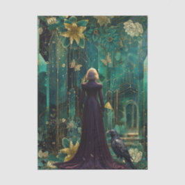 エメラルドの夢 ファンタジー 森の女王 デコパージュ 薄葉紙