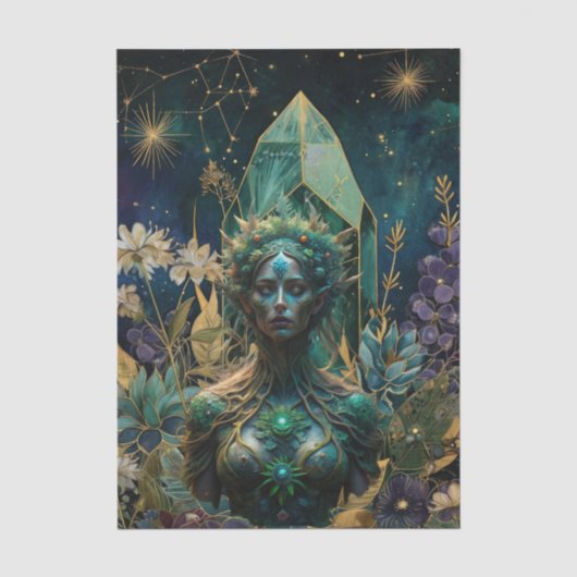 エメラルドの夢 ファンタジー 森の女王 デコパージュ 薄葉紙 (正面)