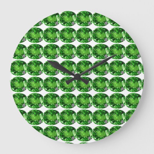 エメラルドの宝石、緑 ラージ壁時計 (正面)