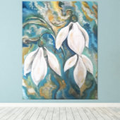 エメラルドの庭の雪の滴 キャンバスプリント (インサイチュ (ウッドフロア))