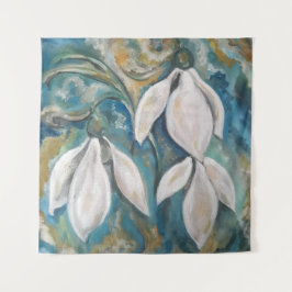 エメラルドの庭の雪の滴 タペストリー