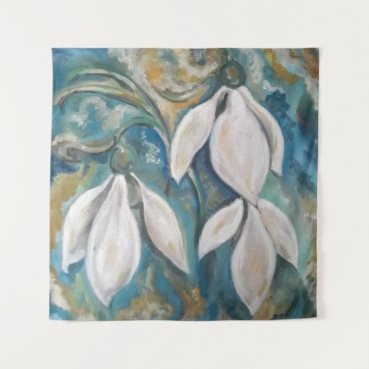 エメラルドの庭の雪の滴 タペストリー (正面)