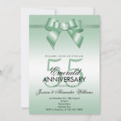 エメラルドの弓とリボン 55周年結婚記念日 招待状 (正面)