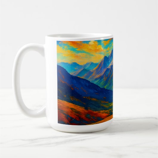 エメラルドの森の水彩キャンバス コーヒーマグカップ (左)