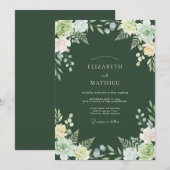 エメラルドの植物の幻想的な結婚式 招待状 (正面/裏面)