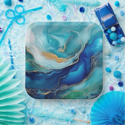 エメラルドの波：青と緑の交響曲 ペーパープレート (パーティー)