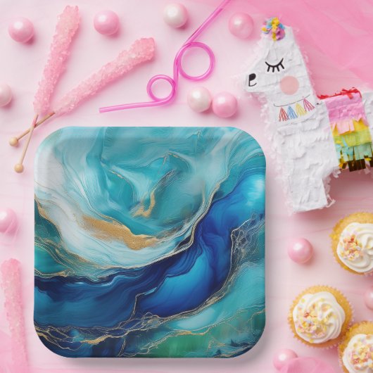 エメラルドの波：青と緑の交響曲 ペーパープレート (パーティー)