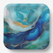 エメラルドの波：青と緑の交響曲 ペーパープレート (正面)