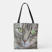 エメラルドの瞳 - 緑の瞳の猫の肖像画 トートバッグ (裏面)
