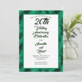 エメラルドの箔を使った20周年結婚記念日お祝い 招待状 (スタンド正面)