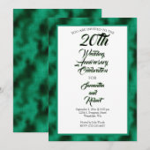 エメラルドの箔を使った20周年結婚記念日お祝い 招待状 (正面/裏面)