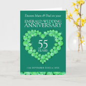 エメラルドの結婚記念日にお父さんお母さんの写真 カード (黄色い花)