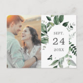 エメラルドの緑の写真日付を保存 インビテーションポストカード (正面)