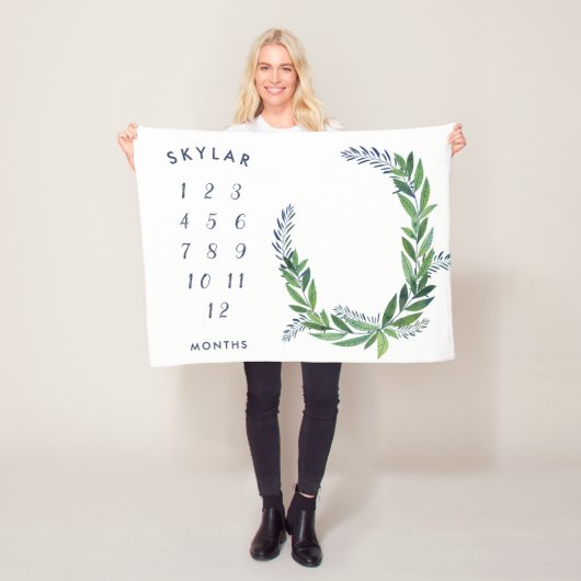 エメラルドの緑の草木のベビーの月例マイル標石 フリースブランケット (インサイチュ)