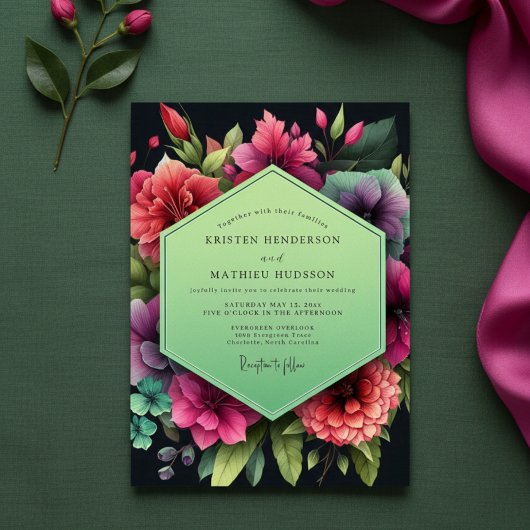エメラルドの花の贅沢な結婚式 招待状