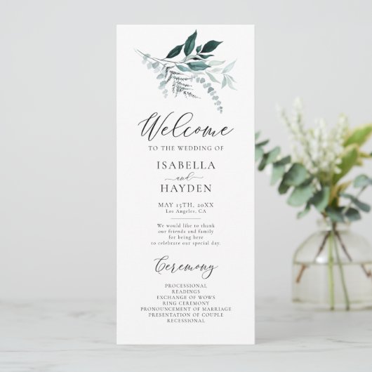 エメラルドの葉の緑の葉の水の色結婚の プログラム (スタンド正面)