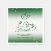 エメラルドの記念日ハートが何年も永遠に スタンダードカクテルナプキン (正面)