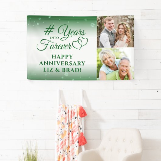 エメラルドの記念日ハートが何年も永遠に 横断幕 (インサイチュ)