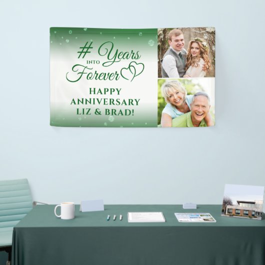 エメラルドの記念日ハートが何年も永遠に 横断幕 (トレードショー)