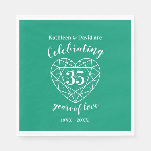 エメラルドの記念日35年の愛の緑のナプキン スタンダードランチョンナプキン (正面)