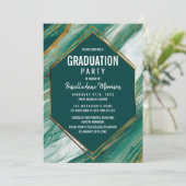 エメラルドの金ゴールドの抽象芸術の瑪瑙の大理石の卒業 招待状 (スタンド正面)