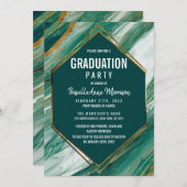 エメラルドの金ゴールドの抽象芸術の瑪瑙の大理石の卒業 招待状 (正面/裏面)