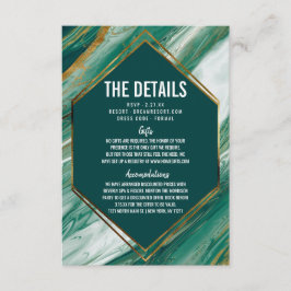 エメラルドの金ゴールドの抽象芸術の瑪瑙の大理石の結婚式の詳細 エンクロージャーカード