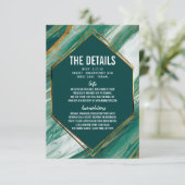 エメラルドの金ゴールドの抽象芸術の瑪瑙の大理石の結婚式の詳細 エンクロージャーカード (スタンド正面)